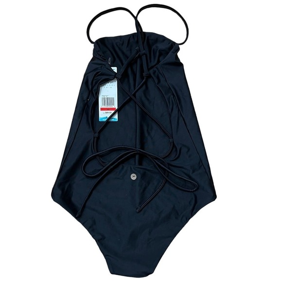 Speedo NWT One Piece Thin Strap Criss-Cross Strappy Back Black Swim Suit XS - Picture 3 of 9